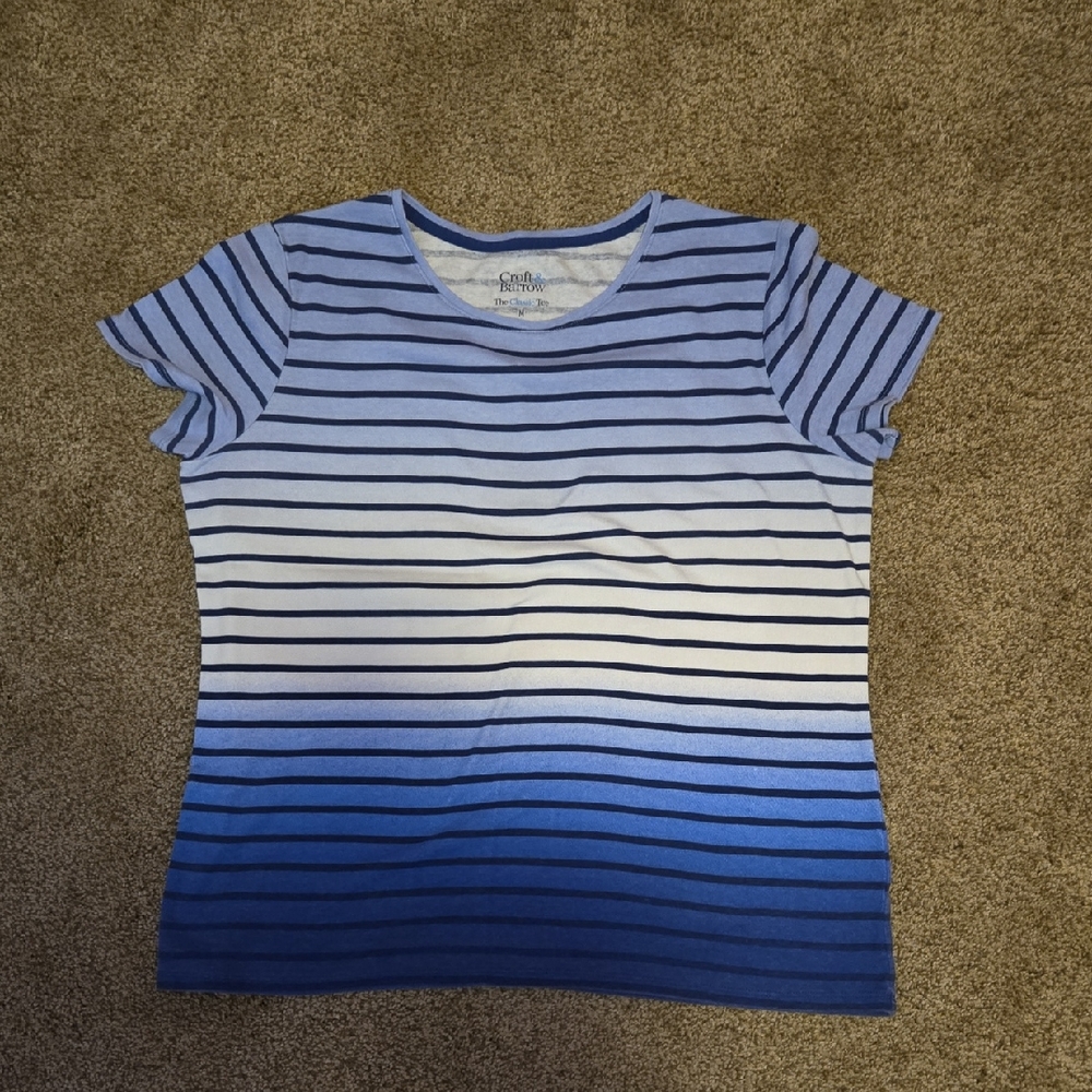 Croft & Barrow Blue Gradient Striped Tee